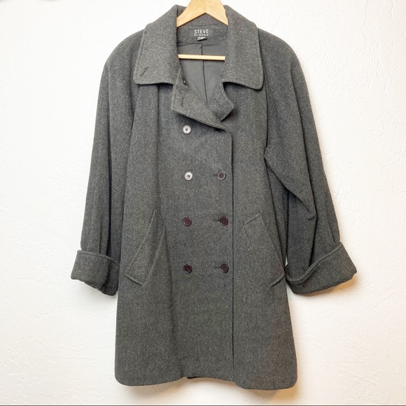 Steve by Searle Grey Wool Pea Coat 14 - Picture 1 of 7